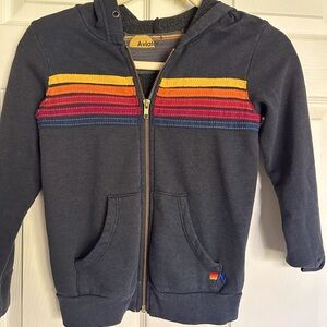 COPY - KIDS AVIATOR NATION 5 Stripe Rainbow Hoodie Charcoal - Size 6/8